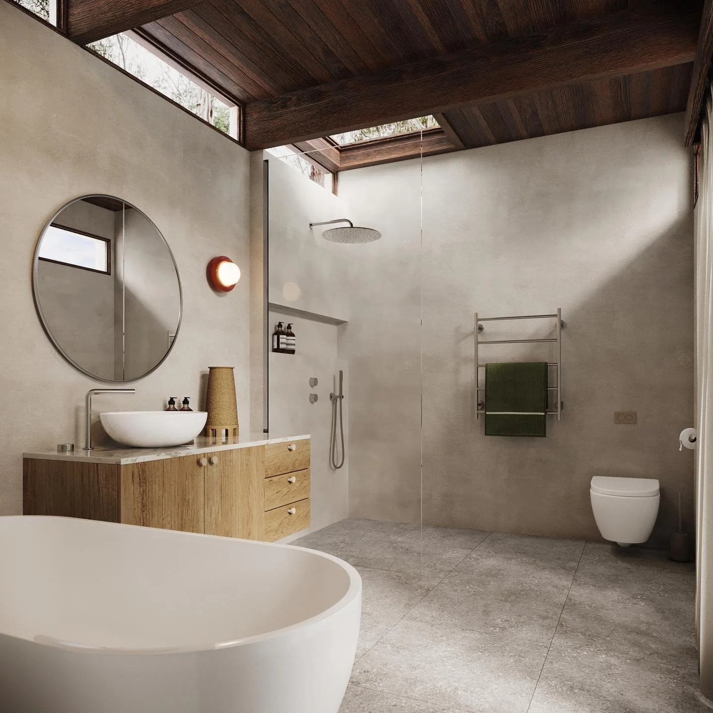 Showers finished in microcement